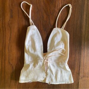 Superdown Cream Satin Top